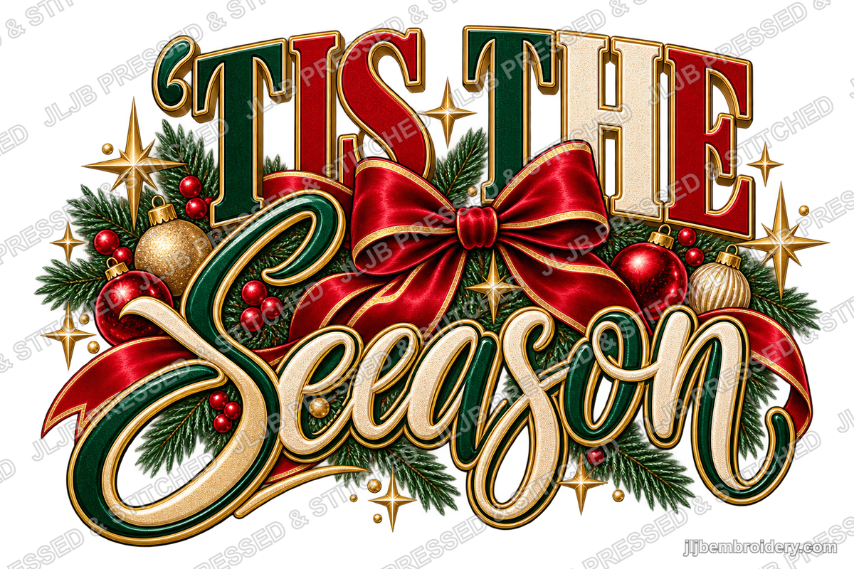 'Tis the Season Red Bow — Ready-to-Press DTF Transfer