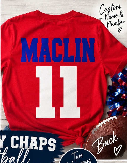 Red Aubrey Chaps shirt personalized with MACLIN and number 11