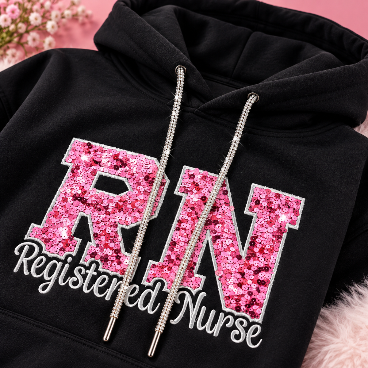 Personalized RN Sequin Hoodie – Custom Nurse Graduation Gift