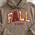 Fall Vibes embroidered applique hoodie in taupe