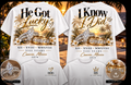 He Got Lucky / I Know I Did — His & Hers Shirt Set front and back mockup