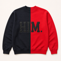 HIM black and red two-tone adult crewneck sweatshirt
