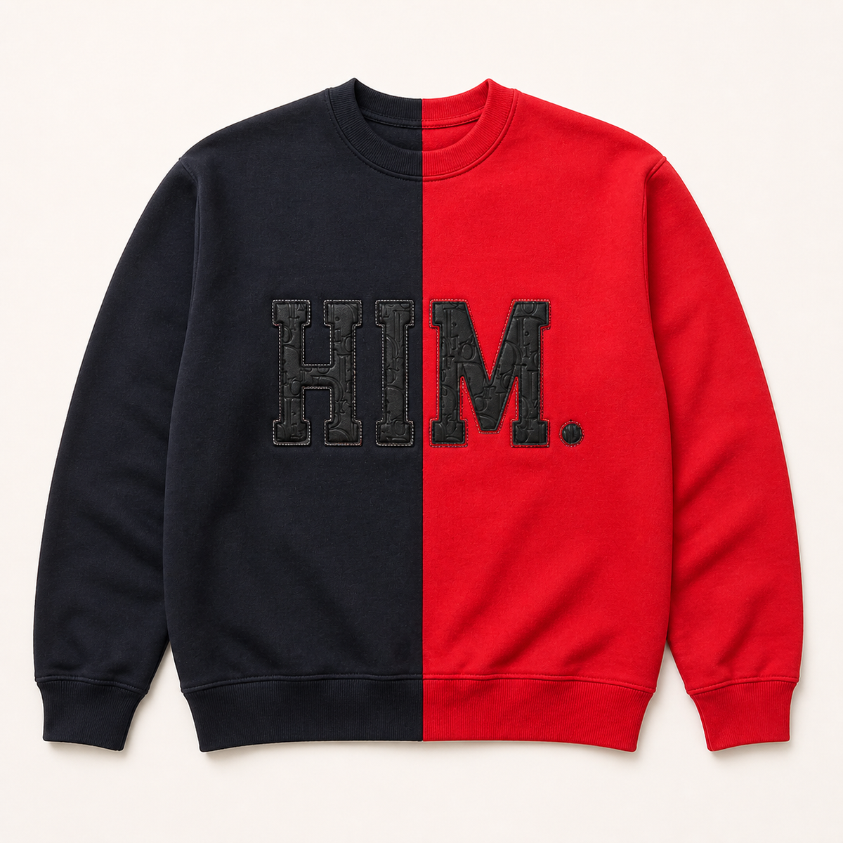 HIM black and red two-tone adult crewneck sweatshirt