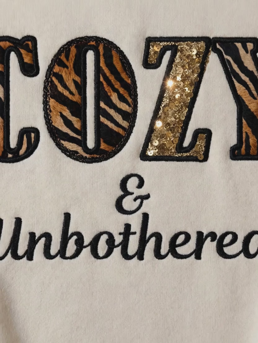 Cozy & Unbothered Embroidered Sweatshirt