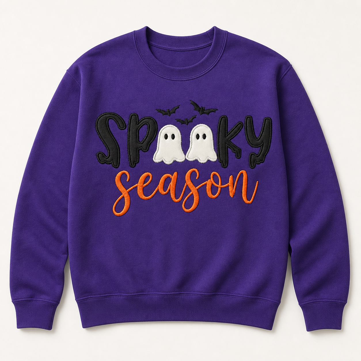 Spooky Season Embroidered Sweatshirt – Ghost Halloween Crewneck