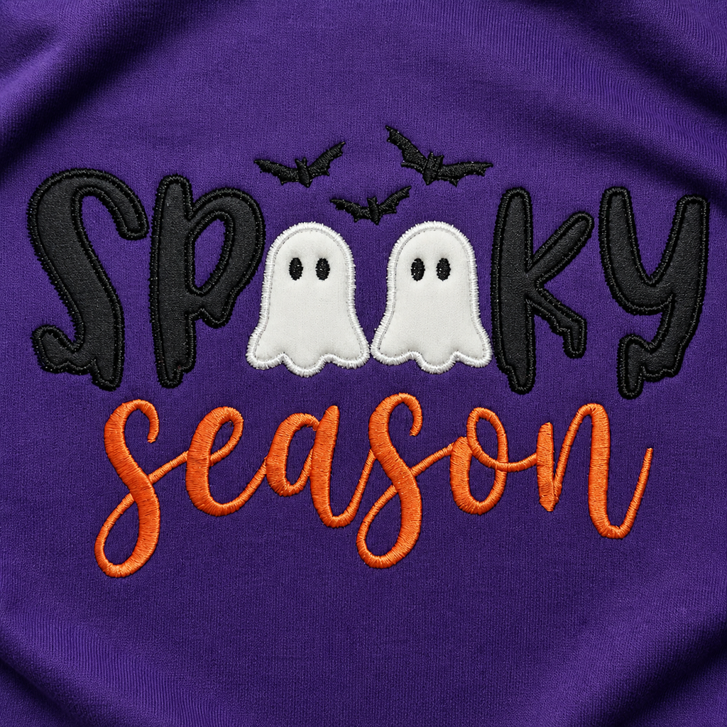 Spooky Season Embroidered Sweatshirt – Ghost Halloween Crewneck